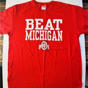 Ohio State Buckeyes BEAT MICHIGAN Short Sleeve Tee Shirt (Men's Large) Red